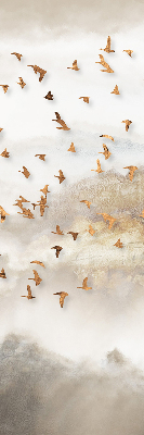 Fabric roller blind for window A flock of birds