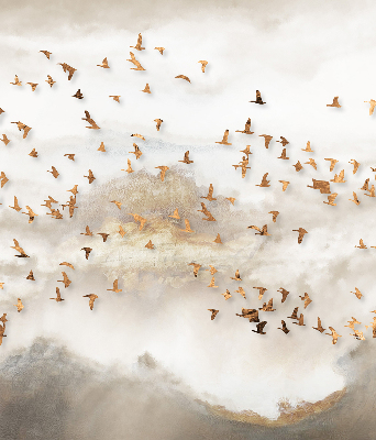 Fabric roller blind for window A flock of birds