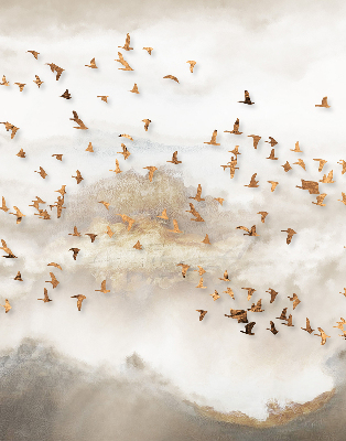 Fabric roller blind for window A flock of birds