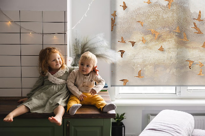 Fabric roller blind for window A flock of birds
