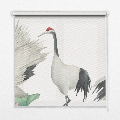 Blackout roller blind for window Cranes in the lilies