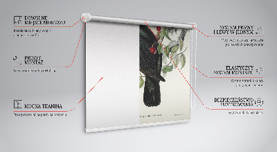 Fabric roller blind for window Birds on a branch