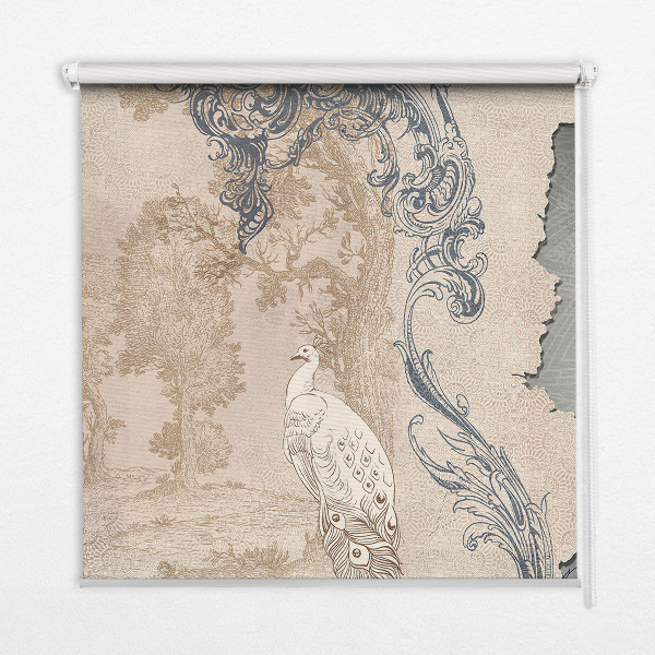 Blackout roller blind for window Vintage birds
