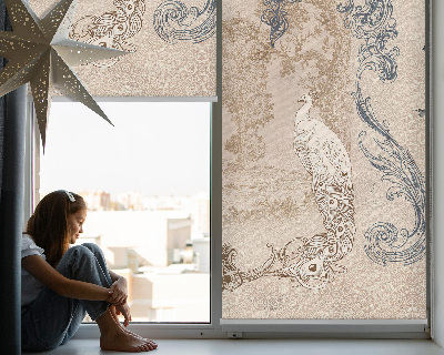 Blackout roller blind for window Vintage birds