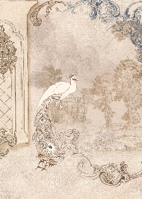 Blackout roller blind for window Vintage birds