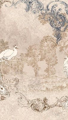 Blackout roller blind for window Vintage birds