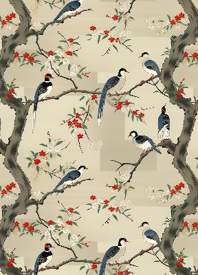 Blackout roller blind Birds on a tree