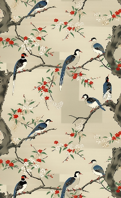 Blackout roller blind Birds on a tree