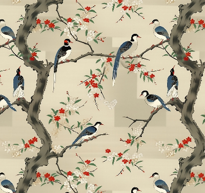 Blackout roller blind Birds on a tree