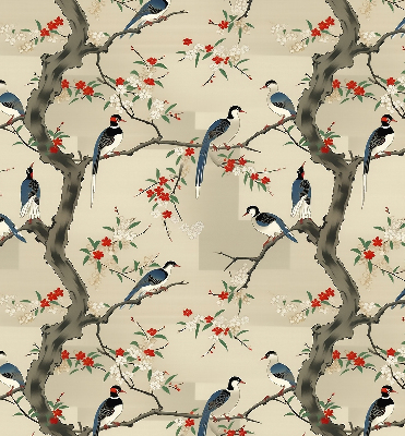 Blackout roller blind Birds on a tree