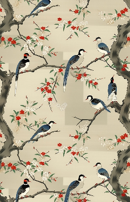 Blackout roller blind Birds on a tree