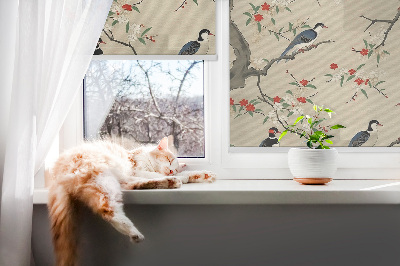 Blackout roller blind Birds on a tree