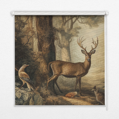 Blackout roller blind for window Animals in the forest