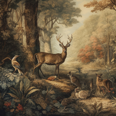 Blackout roller blind for window Animals in the forest