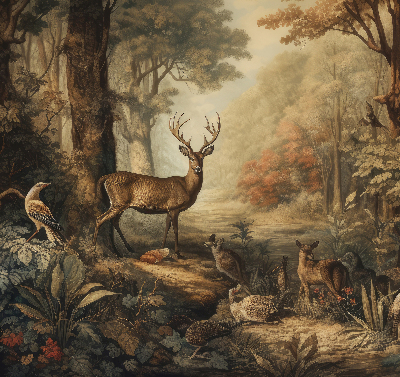Blackout roller blind for window Animals in the forest
