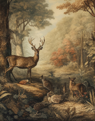 Blackout roller blind for window Animals in the forest