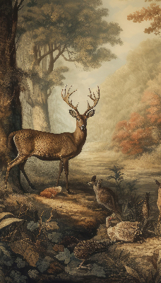 Blackout roller blind for window Animals in the forest