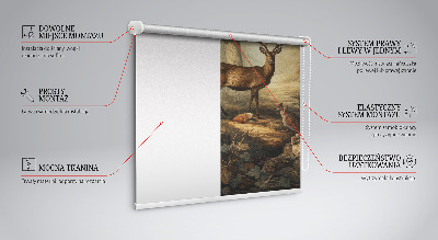 Blackout roller blind for window Animals in the forest