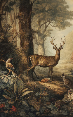 Blackout roller blind for window Animals in the forest