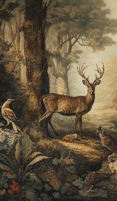 Blackout roller blind for window Animals in the forest