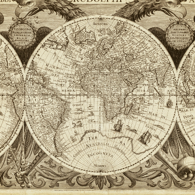 Blackout roller blind Old world map