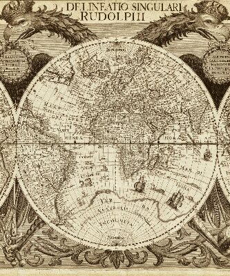Blackout roller blind Old world map