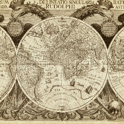 Blackout roller blind Old world map