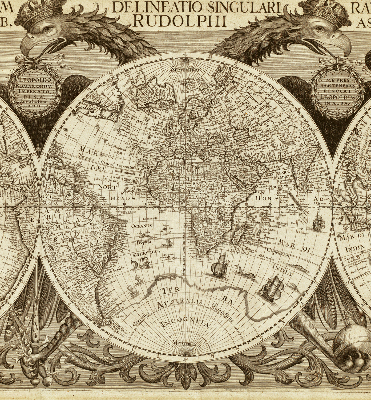 Blackout roller blind Old world map