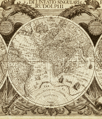 Blackout roller blind Old world map