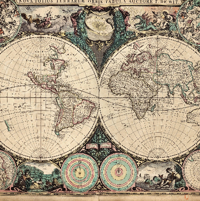 Blackout roller blind for window World map