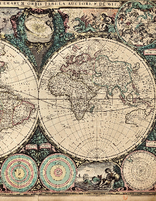 Blackout roller blind for window World map