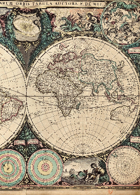 Blackout roller blind for window World map