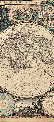 Blackout roller blind for window World map