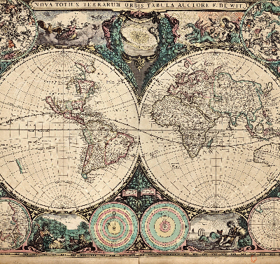 Blackout roller blind for window World map