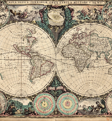 Blackout roller blind for window World map