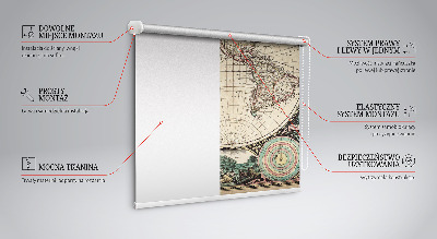 Blackout roller blind for window World map