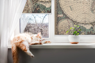 Blackout roller blind for window World map