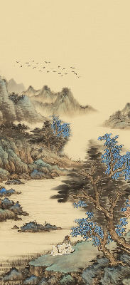 Fabric roller blind for window Mountains