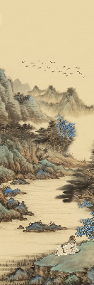 Fabric roller blind for window Mountains