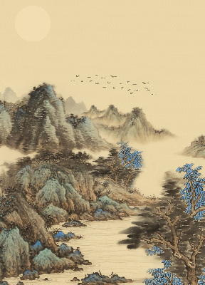 Fabric roller blind for window Mountains