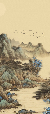 Fabric roller blind for window Mountains