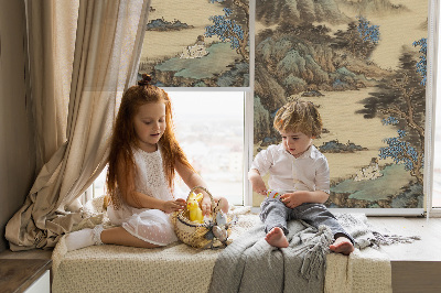 Fabric roller blind for window Mountains