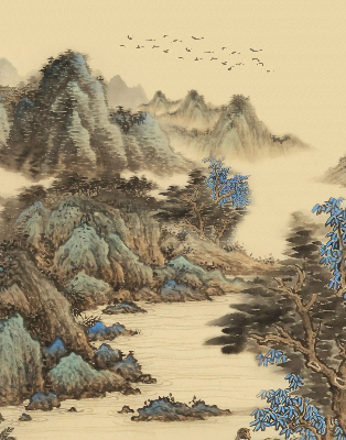 Fabric roller blind for window Mountains