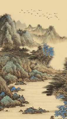 Fabric roller blind for window Mountains
