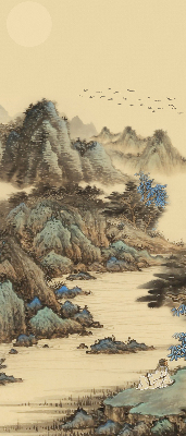 Fabric roller blind for window Mountains
