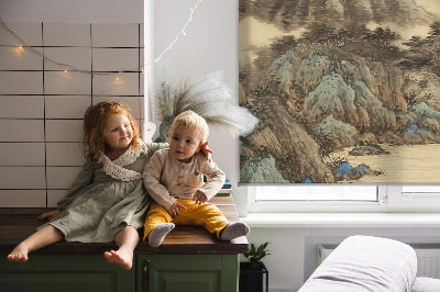 Fabric roller blind for window Mountains