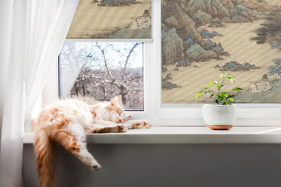 Fabric roller blind for window Mountains