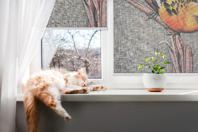 Blackout roller blind A bird on a branch
