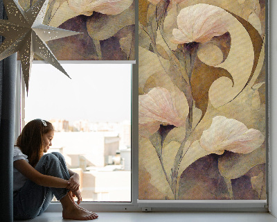 Blackout roller blind for window Pink flowers