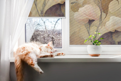 Blackout roller blind for window Pink flowers